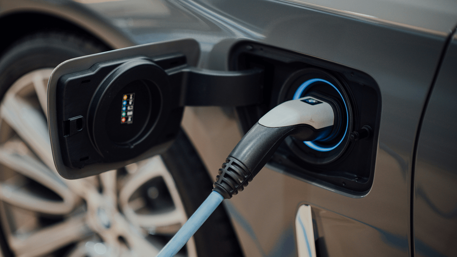 Photo of an electric vehicle being charged