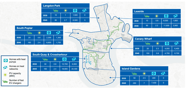 Map showing areas of Tower Hamlets